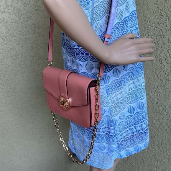 Michael Kors Carmen Medium Monogram Flap Crossbody Convertible Shoulder Bag - Picture 15 of 16